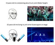 2soyjaks angry bloodshot_eyes closed_mouth concerned crying glasses hololive hoshimachi_suisei justin_bieber lightstick retard soyjak subvariant:soyak_(irritated) text variant:soyak vt_(4chan) vtuber // 1000x812 // 77.4KB