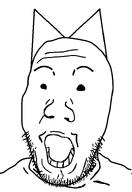cat_ear clothes no_glasses open_mouth series:unfunnycreature soyjak stubble unfunny_creature variant:biteplier // 521x759 // 15.3KB