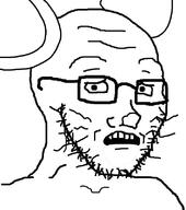 ear glasses mouse open_mouth scared soyjak stubble subvariant:soyak_(concerned) variant:soyak whisker // 708x800 // 159.4KB