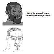 beard closed_mouth educational even_doe frown glasses hair intellectual nas:gigachad nas:wojak quote smile soy text the_right_cant_meme variant:chudjak white_skin wisdom words wordswordswords // 1724x1740 // 161.2KB