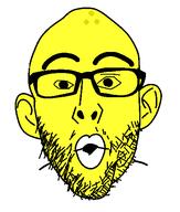 ear food foodjak fruit glasses lemon objectsoy open_mouth series:fruiterz! soyjak stubble variant:nojak yellow yellow_skin // 443x523 // 27.5KB