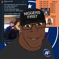 album_cover america_first badge black_skin clothes ear fate_grand_order hat kanye_west meta:tagme music nick_fuentes nigger smile variant:feraljak // 622x622 // 396.8KB