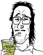 drinking drinking_straw glasses latte matcha mullet nose_piercing variant:mulletjak // 838x1072 // 88.6KB