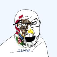 angry animal bird eagle flag flag:illinois glasses hair illinois looking_at_you mustache open_mouth soyjak star_(symbol) state stubble sun teeth text transparent_background united_states variant:feraljak // 1500x1500 // 393.7KB