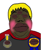 award black_skin blush brown_skin eyebrows fat lips multiple_mouths no_eyes no_glasses nose obese subvariant:hunky_twink_sex_machine text variant:alicia white_background yellow_hair // 596x720 // 367.0KB