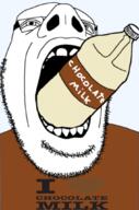 bottle chocolate chocolate_milk cum negro_semen open_mouth soyjak subvariant:cobson_up // 702x1063 // 324.9KB