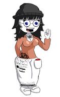 art avengers beanie blue_eyes drawing full_body glasses hair nintendo nintendo_switch open_mouth shadow smile soyjak text tranny_artstyle variant:soytan video_game // 1686x2724 // 576.7KB