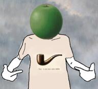 abstract apple classical_art_parody clothes painting pipe pointing surreal tshirt variant:shirtjak // 618x559 // 422.7KB