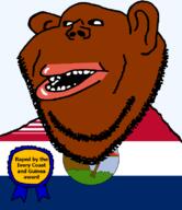 award brown_skin clothes county ear flag flag:liberia flag:nimba_county guinea hair ivory_coast liberia liberian lips mutt nimba_county open_mouth rape soyjak stubble subvariant:impish_amerimutt teeth text transparent transparent_background variant:impish_soyak_ears // 685x793 // 41.4KB