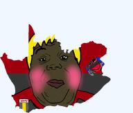 blond blue blush brown_skin country hair jakparty_soy lesotho red red_eyes red_lips shitskin south_africa soyjak_party subvariant:hunky_twink_sex_machine trend:jartycuck trend:slopjak variant:alicia variant:bernd yellow_hair // 707x600 // 134.6KB