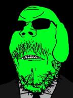 angry clothes dog ear glasses glowie glowing green janny mustache necktie soyjak stubble suit sunglasses variant:gapejak // 598x799 // 346.0KB