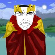 background calamity_(terraria_mod) closed_mouth clothes crown glasses hair mountain subvariant:chudjak_front sun terraria tree variant:chudjak video_game yharim // 450x450 // 40.5KB