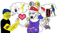 big_grin bloodshot_eyes capcom clothes crying frog gamecube glasses god_of_war heart laughing mario mario_hat nintendo open_mouth pepe playstation ratchet_and_clank resident_evil sony soyjak stubble the_legend_of_zelda thought_bubble variant:soyak video_game wojak xbox // 1983x1168 // 477.1KB
