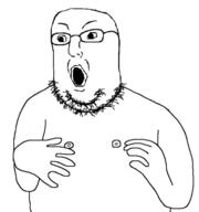 angry arm glasses hair hand nipple open_mouth soyjak stubble variant:norwegian // 500x533 // 67.5KB