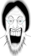 eyebrows forehead_lines glasses hair laughing nose open_mouth soyjak stubble teeth variant:lennonjak // 600x1076 // 200.0KB