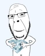 arm gem glasses hand holding_gem holding_object nipple redraw smile soyjak stubble variant:cobson // 939x1162 // 158.8KB