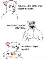 2soyjaks angry animal buff cat cheese closed_mouth full_body glasses heart i_love incomprehensible_woahjack mouse open_mouth red_eyes smile smug soyjak stubble subvariant:feral_meowjak variant:chudjak variant:feraljak // 719x897 // 54.7KB