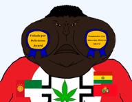 award black_skin bloodshot_eyes bolivia bolivian bolsheviks drugs etnocacerismo fascism fat flag:peru indigenous nazism peruvian politics subvariant:meximutt_front2 variant:meximutt // 584x452 // 105.5KB