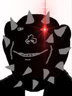 bdsm closed_mouth ear leather mask priest red_eyes smile soyjak spikes variant:impish_soyak_ears // 597x796 // 80.2KB