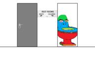 door glasses open_mouth racism restroom segregation sign soyjak stubble text toilet trend:colorjak variant:cobson // 1626x1120 // 131.1KB