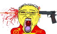 asian beta_male blood bloodshot_eyes clothes country ear firearm flag glasses gun hair open_mouth pistol soyjak subvariant:suicide_chud suicide variant:chudjak vietnam vietnamese yellow yellow_skin // 1109x673 // 586.2KB