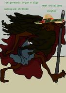 art aryan brown_hair brown_skin classical_art_parody clothes flag:israel flag:mexico foot germanic greentext ground hand holding_object israel italy italy_vs_mexico meta:tagme mexico or_something punisher_face queen_of_spades sky sombrero soyjak stick variant:unknown walking wearing_hat // 640x906 // 94.0KB