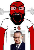 angry balding beard clothes glasses hair heart i_love lyndon_johnson open_mouth red_skin soyjak subvariant:science_lover tshirt variant:markiplier_soyjak // 2816x4096 // 891.2KB