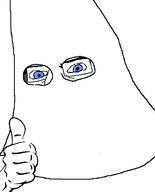 blue_eyes clothes kkk mask soyjak subvariant:nucob thumbs_up variant:cobson // 541x671 // 68.5KB