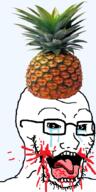 blood clothes crying food foodjak fruit glasses hat open_mouth pineapple series:fruiterz! soyjak stubble tongue variant:soyak // 441x882 // 327.0KB