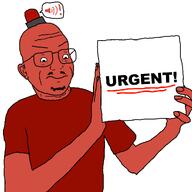 alarm angry angry_eyebrows attention_grabbing_image bald balding beard chest classic_style ear eyebrow eyebrows forehead forehead_lines furious glasses hand holding_object intense looking_at_you moustache neck nu-male red_alarm red_shirt red_skin shocked soy_boy soyjak stubble text textbox torso variant:maddox writing // 1000x1000 // 54.7KB