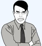 arm arms_crossed clothes front_facing glasses hair looking_at_viewer looking_at_you necktie nihal_atsız subvariant:chudjak_front suit suit_and_tie transparent transparent_background trend:colorjak variant:chudjak // 528x581 // 69.5KB