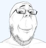 glasses grin redraw smile soyjak stubble variant:gapejak // 360x373 // 69.4KB