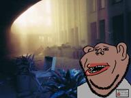 2soyjaks 9_11 amerimutt badge fire_alarm gray_shirt insurance joe_lopez mcdonalds open_mouth scared siren subvariant:impish_amerimutt twin_towers variant:impish_soyak_ears video // 834x626, 11.7s // 302.0KB