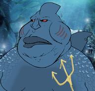 ancient_greece aquaman aquatic atlantic_ocean atlantid blue_skin fish fish_tail greece looking_to_the_left maslack meximutt red_eyes scale sea trident underwater variant:meximutt // 888x849 // 466.8KB
