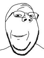 glasses smile soyjak stubble subvariant:wholesome_soyjak variant:gapejak // 600x800 // 18.2KB