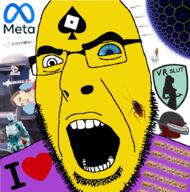 angry bug building cockroach facebook futuristic futuristic_eye glasses i_love meta_(company) metaverse open_mouth planet roblox robot rocket soyjak spade stubble tranny vaccine variant:bernd variant:cobson // 1000x1012 // 489.6KB