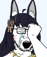 arm azur_lane brim_lane closed_eyes crying ear facial_mark fox_ear gacha glasses hand lanenigger musaseethe musashi musashi_(azur_lane) purple_hair snca tranny_lane troon_lane variant:soyak // 782x948 // 54.1KB