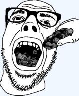 coal eating glasses hand open_mouth stubble variant:dubbbzjak // 299x360 // 29.1KB