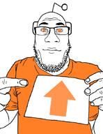 antenna closed_mouth glasses holding_object orange_eyes orange_shirt reddit redditplier soyjak stubble upvote variant:markiplier_soyjak variant:nuplier // 674x877 // 30.9KB