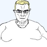 arm blond blue_eyes clothes fat glasses gynaecomastia hair obese series:fusionjaks subvariant:branigger subvariant:muscular_chud template variant:brandon variant:chudjak vein // 1024x1019 // 23.1KB