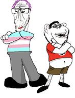 2soyjaks angry chud clothes crossed_arms flag:nazi_germany flag:transgender_pride_flag glasses hair hoodie lipstick mutt nazism purple_hair subvariant:euromutt subvariant:impish_amerimutt swastika tranny variant:impish_soyak_ears variant:markiplier_soyjak white_skin // 480x627 // 46.6KB