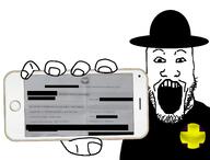 black_shirt clothes dfg discord document flag hat maldawa open_mouth phone showing_phone skyoe variant:markiplier_soyjak versalles // 2602x1980 // 760.4KB