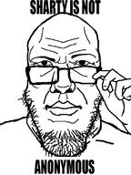 anon closed_mouth glasses hand soyjak stubble text variant:markiplier_soyjak // 600x800 // 92.7KB