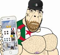 algeria arab berber blue_eyes brown_eyes bvll clothes emoticon flag:algeria flag:france france ginger_beard greasy hat holding_phone looking_at_you mge muscles shitskin star_and_crescent t50_eyes tan_skin tits trend:aryan variant:cobson video white_skin // 522x480, 14.6s // 4.7MB