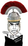 angry book glasses hair holding_book holding_object latin_text millions_must_die pen roman roman_legionary_helmet rome soyjak subvariant:chudjak_front variant:chudjak // 668x1095 // 365.9KB