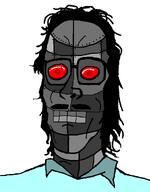 android blue_shirt glasses metal mullet mustache red_eyes robot variant:mulletjak // 838x1072 // 66.0KB