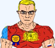 animal arm award blue_eyes buff cathedral christianity closed_mouth clothes cross crown eastern_orthodox flag flag:russia flag:vladimir_oblast glasses hair holding_object lion orthodox_cross russia soyjak subvariant:chudjak_front subvariant:muscular_chud text transparent transparent_background tshirt unesco variant:chudjak vein vladimir_oblast yellow_hair // 1059x929 // 158.2KB