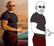 angry arm clothes ear glasses hand irl soyjak stubble sunglasses tshirt variant:chudjak watch // 518x438 // 204.8KB