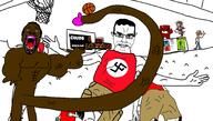 ballin basketball bbc chud cock dick dwyane_wade gandhi gandhi_(clone_high) lebron_james meat_boy meta:pornographic_content naked penis subvariant:munch swastika variant:chudjak variant:nigjak // 2048x1161 // 801.6KB