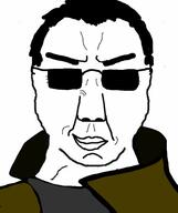 clothes glasses hair smirk soyjak subvariant:chuddy sunglasses variant:chudjak // 490x586 // 28.7KB